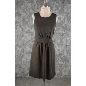 Banana Republic Sleeveless Grey Gathered Waist  Midi A-Line Shift dress Sz 12